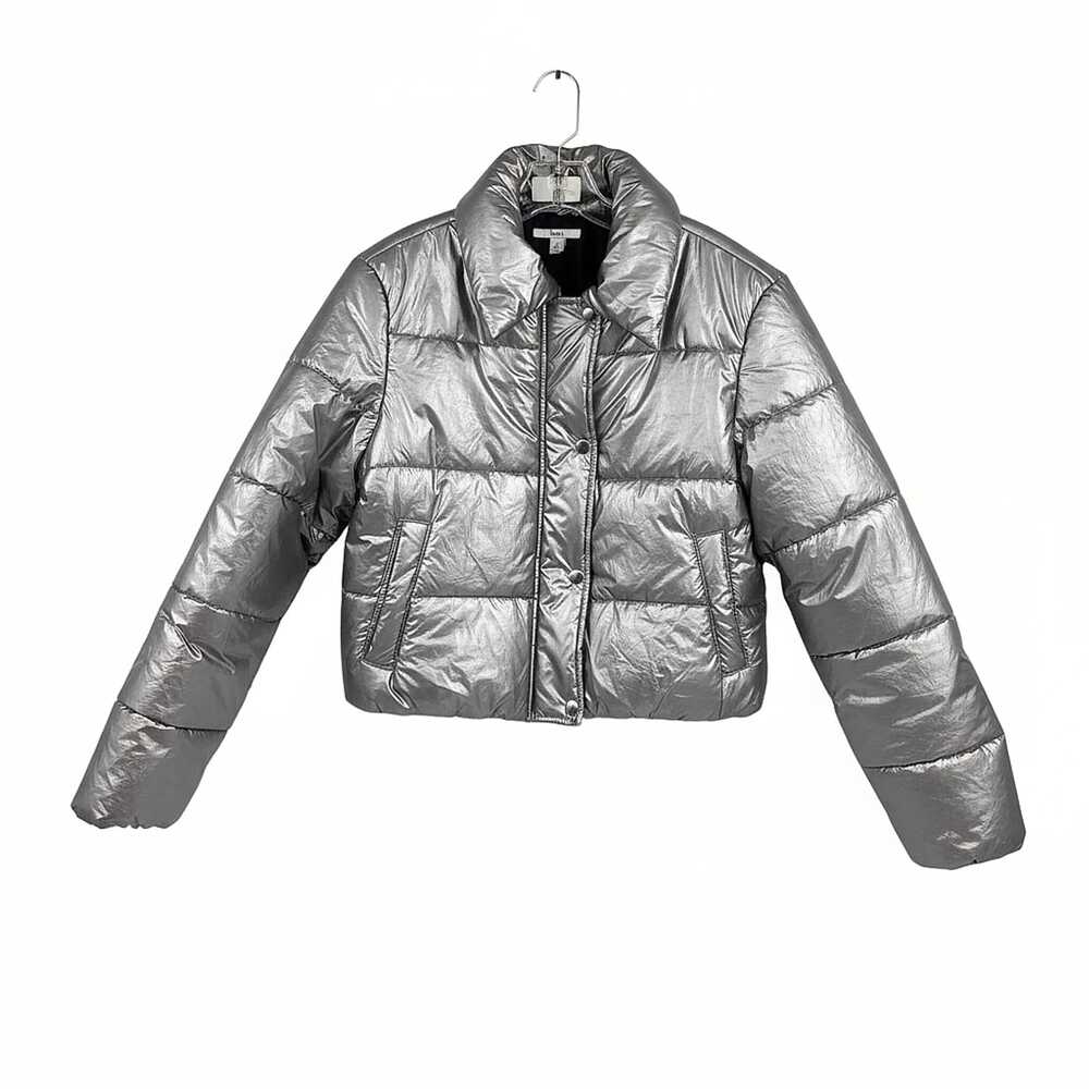 Bar III Silver Nylon Puffer Jacket | Women’s L Regular